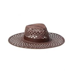 Valentino Vlogo Leather-Trim Straw Hat