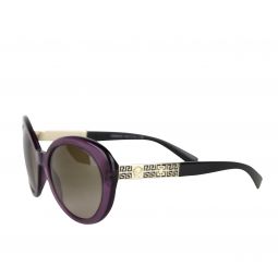 Versace Womens Gradient Transparent Violet Metal Oversized Sunglasses