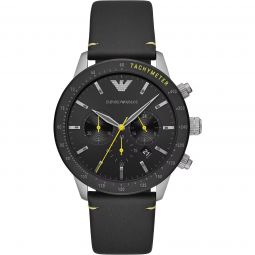 Emporio Armani Elegant Chronograph Leather Strap Mens Watch