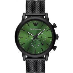 Emporio Armani Trendy Green Dial Chronograph Mens Watch