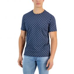 Mens Crewneck Geometric Pattern T-Shirt