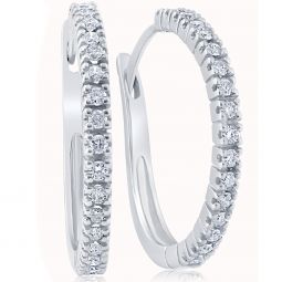 1/2 cttw Diamond Hoops in 10K White or Yellow Gold 1 Tall