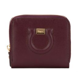 Salvatore Ferragamo Womens Zip Leather Wallet Purple