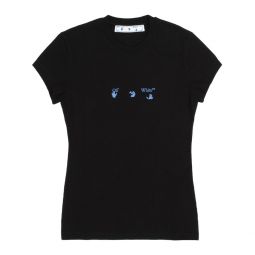 Off-White Womens Swimming Logo Cotton T-Shirt Black Blue