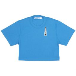 Off-White Womens Cropped Triangle Logo T-Shirt Blue