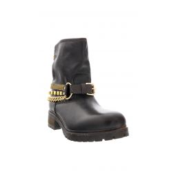 Love Moschino Gold Tone Embellished Biker Boots-