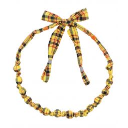 Miu Miu Yellow Plaid Bead Statement Necklace-One Size
