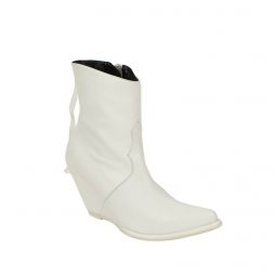 UNRAVEL PROJECT White Leather Western Low Boots