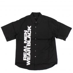 VLONE Black Real Men Wear Black Button Down Short Sleeve Shirt