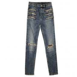 UNRAVEL PROJECT Blue Triple Zip Skinny Fit Jeans