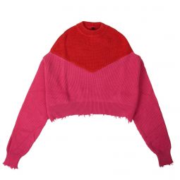 UNRAVEL PROJECT Red/Pink Distressed Hem Sweater
