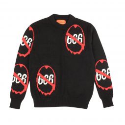 WHO DECIDES WAR Black Anti 666 Knit Crewneck Sweater