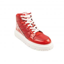 DIOR Red Quilted D-Player High Top Sneakers