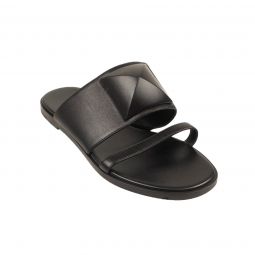 HERMES Black Noir Caia Leather Sandals