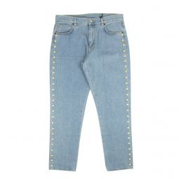 MOSCHINO COUTURE Blue Light Wash Gold Nailhead Accent Jeans