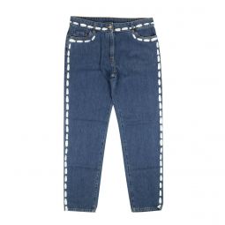 MOSCHINO COUTURE Blue Couture Paint Stitching Jeans