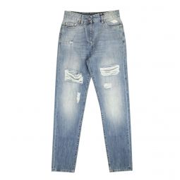 MOSCHINO COUTURE Blue Light Wash Distressed Jeans