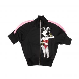 MOSCHINO COUTURE Black Short Sleeve Pink Zip Track Jacket