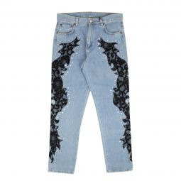 MOSCHINO COUTURE Blue Black Lace Flame Detail Jeans