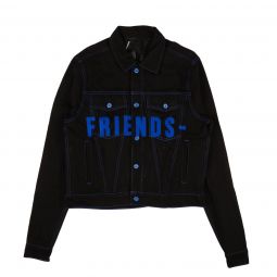 VLONE Black Blue Friends Embroidered V Graphic Denim Jacket