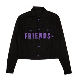 VLONE Black Purple Friends Embroidered V Graphic Denim Jacket