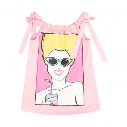 BOUTIQUE MOSCHINO Pink Summer Woman Tie Strap Sleeveless Top