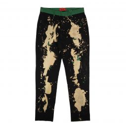 424 ON FAIRFAX Black & Green Distressed Bleached Pants