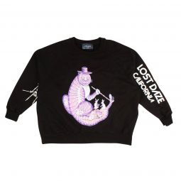 LOST DAZE Black Mad Cat Crewneck Sweatshirt