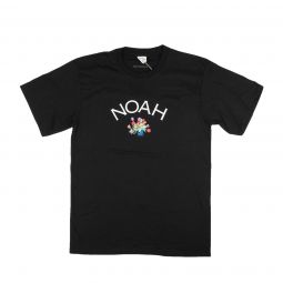 NOAH X Wesselman Black Damaged Tulip Core Logo T-Shirt