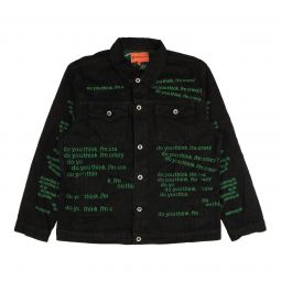 WHO DECIDES WAR Black Dytic Embroidered Denim Jacket