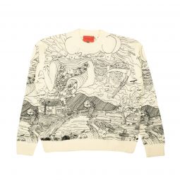 WHO DECIDES WAR White Duality Knit Crewneck Sweater