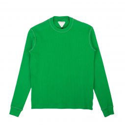 BOTTEGA VENETA Grass Green Waffle Knit Long Sleeve T-Shirt