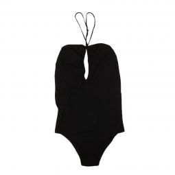 BOTTEGA VENETA Black Knit V-Neck Bodysuit Swimsuit