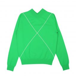 BOTTEGA VENETA Grass Green Contrast Stitch V-Neck Sweater