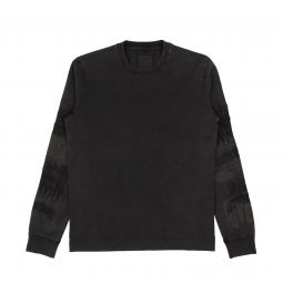 GIVENCHY Faded Black Cotton Multi Logo Long Sleeve T-Shirt