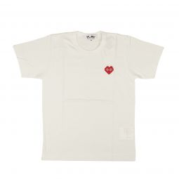 COMME DES GARCONS PLAY White Cotton Logo Patch Heart T Shirt