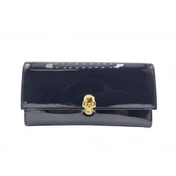 Alexander McQueen Womens Dark Navy Patent Leather Continental Wallet 275330 DP00G 4910