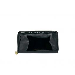 Alexander McQueen Womens Black Patent Leather Skull Zip Around Wallet 375282 DP00G 1000