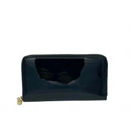 Alexander McQueen Womens Dark Navy Patent Leather Zip Around Wallet 375282 DP00G 4910