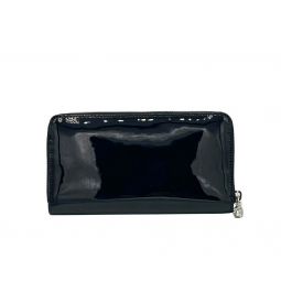 Alexander McQueen Womens Dark Navy Patent Leather Zip Around Wallet 375282 DP00I 4910