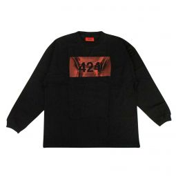 424 ON FAIRFAX Black Cotton Logo Long Sleeve Crew Neck T-Shirt