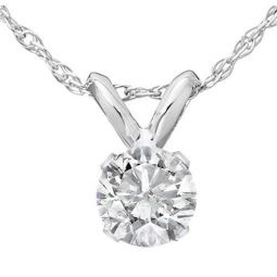 1/2 Ct Solitaire Round Diamond Pendant Necklace 14K White Gold