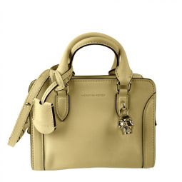 Alexander McQueen Womens Light Yellow Leather Skull Padlock Handbag 419781 7200