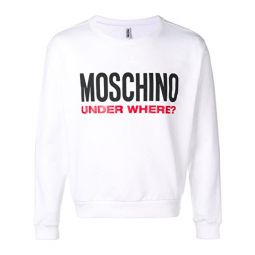 MOSCHINO Underwear Womens White Logo Fleece Cotton Sweatshirt Top