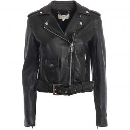 Michael Michael Kors Womens Black Leather Moto Jacket
