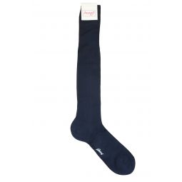 Brioni Mens Navy Blue 100% Cotton Long Ribbed Knit Socks