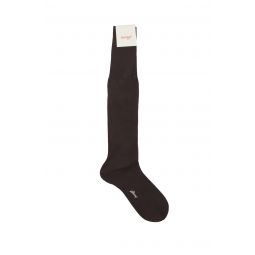 Brioni Mens Gray Caffe Dark Brown 100% Cotton Long Socks