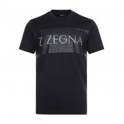 Z Zegna Mens Black Rubberized Logo Short Sleeve T-Shirt