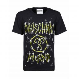 MOSCHINO Mens Black Cotton Graffiti Logo Short Sleeve T-Shirt