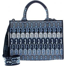 Furla Furla Opportunity S Shopping Bag In Blue Logoed Fabric Blue